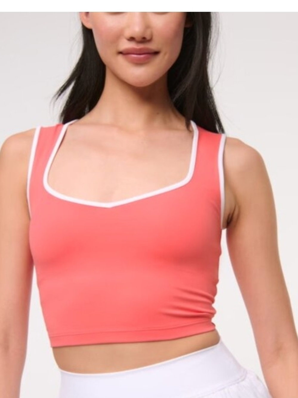 NWT YPB Women's Portrait Tank Top Flaingo Pink W/White Trim Sz M